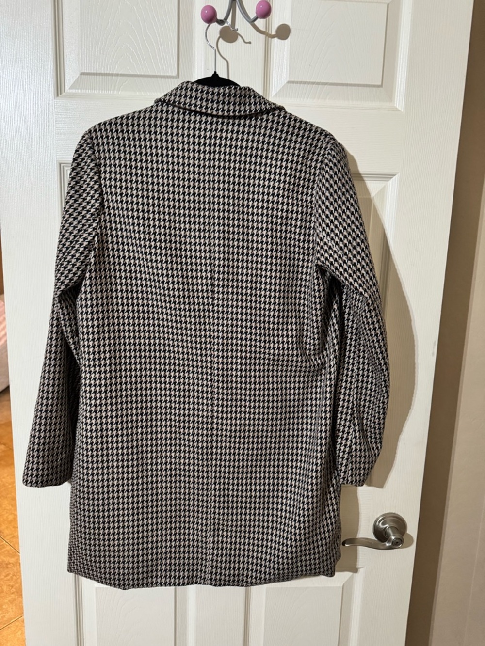Sanctuary Black & White Houndstooth Single-Button Blazer Coat - Picture 3 of 3